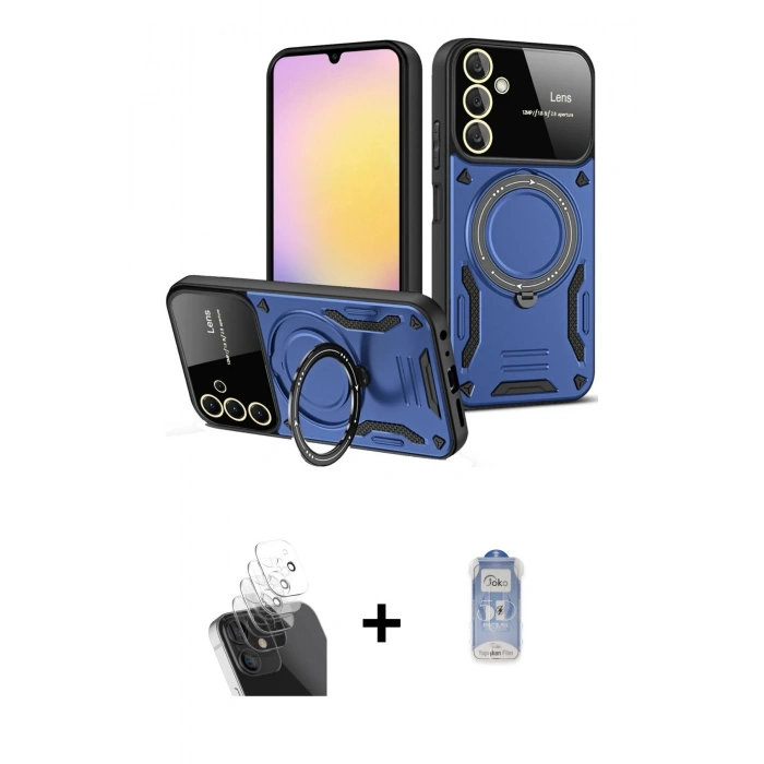 MARSİLYAN™- Galaxy A15 4G Kılıf Kıvılcım Modern Serisi - Siyah Joko Magic 5D Cam + Kamera Lens Koruma Cam - SF