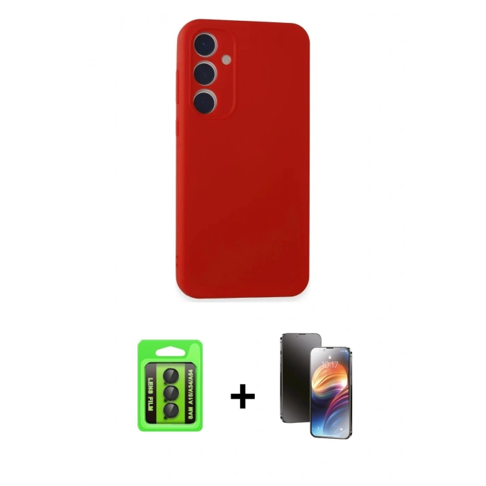 MARSİLYAN™- Galaxy A15 4G Kılıf Kozmos Yansıma Özel Seri - Siyah 3D Antistatik Mat Seramik Nano Ekran Koruyucu + Raze Metal Kamera Lens - SH