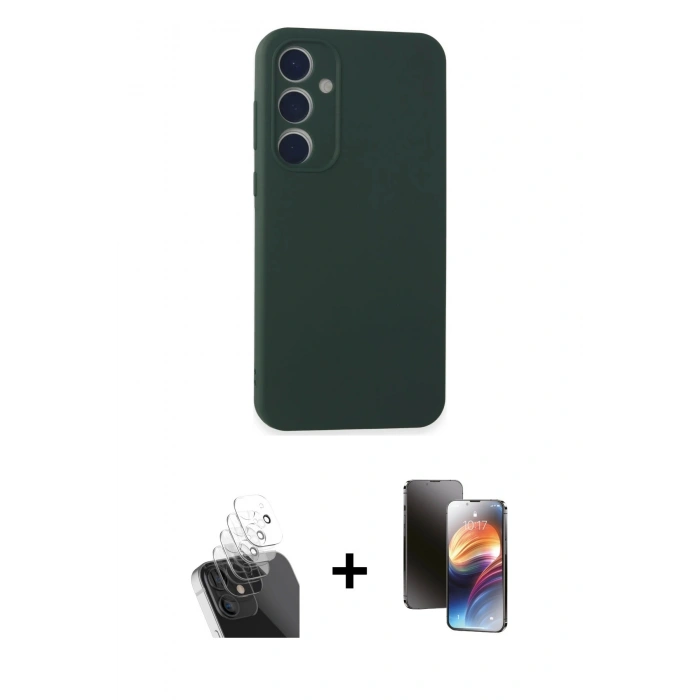 MARSİLYAN™- Galaxy A15 4G Kılıf Kozmos Yansıma Özel Seri - Siyah 3D Antistatik Mat Seramik Nano Ekran Koruyucu + Kamera Lens Koruma Cam - SF