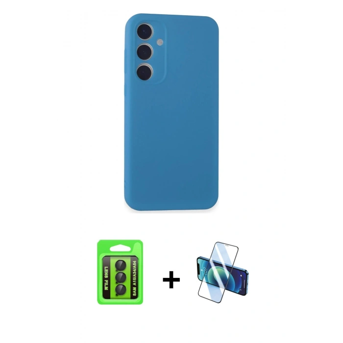 MARSİLYAN™- Galaxy A15 4G Kılıf Kozmos Yansıma Özel Seri - Siyah 3D Antistatik Seramik Nano Ekran Koruyucu + Raze Metal Kamera Lens - SH