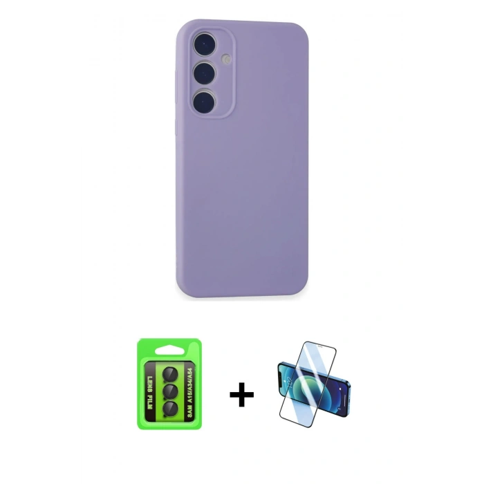 MARSİLYAN™- Galaxy A15 4G Kılıf Kozmos Yansıma Özel Seri - Siyah 3D Antistatik Seramik Nano Ekran Koruyucu + Raze Metal Kamera Lens - SH