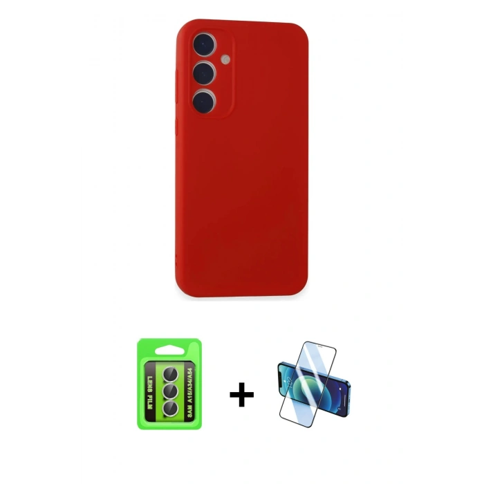 MARSİLYAN™- Galaxy A15 4G Kılıf Kozmos Yansıma Özel Seri - Siyah 3D Antistatik Seramik Nano Ekran Koruyucu + Raze Metal Kamera Lens - GS