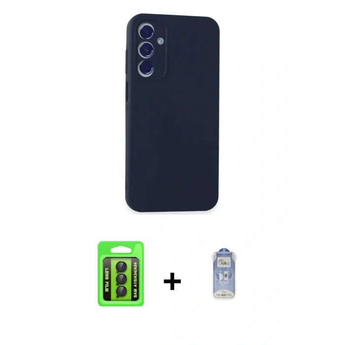 MARSİLYAN™- Galaxy A15 4G Kılıf Kozmos Yansıma Özel Seri - Siyah Joko Magic 5D Cam + Raze Metal Kamera Lens - SH