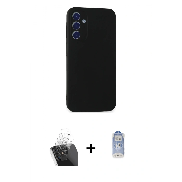 MARSİLYAN™- Galaxy A15 4G Kılıf Kozmos Yansıma Özel Seri - Siyah Joko Magic 5D Cam + Kamera Lens Koruma Cam - SF