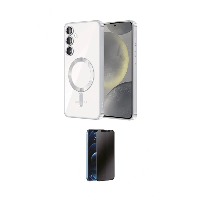 MARSİLYAN™- Galaxy A15 4G Kılıf Nova Işık Özel Seri - Siyah 3D Antistatik Hayalet Cam Ekran Koruyucu