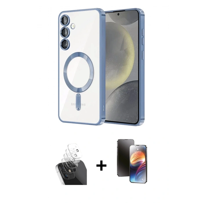 MARSİLYAN™- Galaxy A15 4G Kılıf Nova Işık Özel Seri - Siyah 3D Antistatik Mat Seramik Nano Ekran Koruyucu + Kamera Lens Koruma Cam - SF
