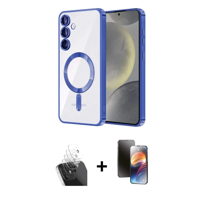 MARSİLYAN™- Galaxy A15 4G Kılıf Nova Işık Özel Seri - Siyah 3D Antistatik Mat Seramik Nano Ekran Koruyucu + Kamera Lens Koruma Cam - SF