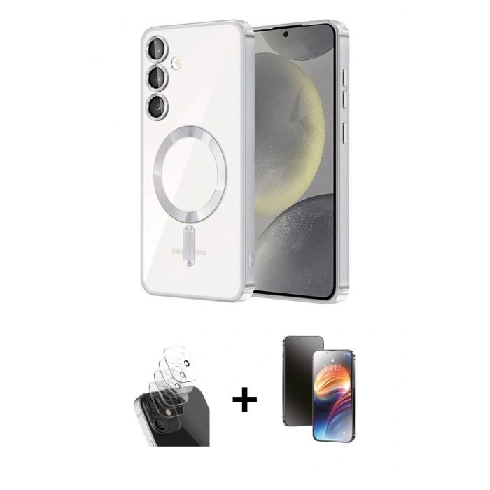 MARSİLYAN™- Galaxy A15 4G Kılıf Nova Işık Özel Seri - Siyah 3D Antistatik Mat Seramik Nano Ekran Koruyucu + Kamera Lens Koruma Cam - SF