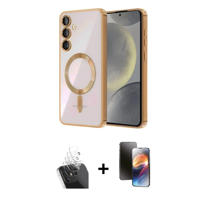 MARSİLYAN™- Galaxy A15 4G Kılıf Nova Işık Özel Seri - Siyah 3D Antistatik Mat Seramik Nano Ekran Koruyucu + Kamera Lens Koruma Cam - SF