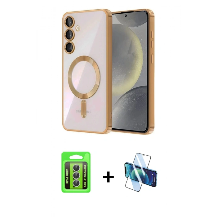 MARSİLYAN™- Galaxy A15 4G Kılıf Nova Işık Özel Seri - Siyah 3D Antistatik Seramik Nano Ekran Koruyucu + Raze Metal Kamera Lens - GS