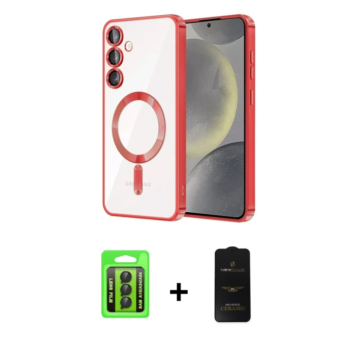 MARSİLYAN™- Galaxy A15 4G Kılıf Nova Işık Özel Seri - Siyah 6D Antistatik Mat Seramik Hayalet Nano Ekran Koruyucu + Raze Metal Kamera Lens - SH