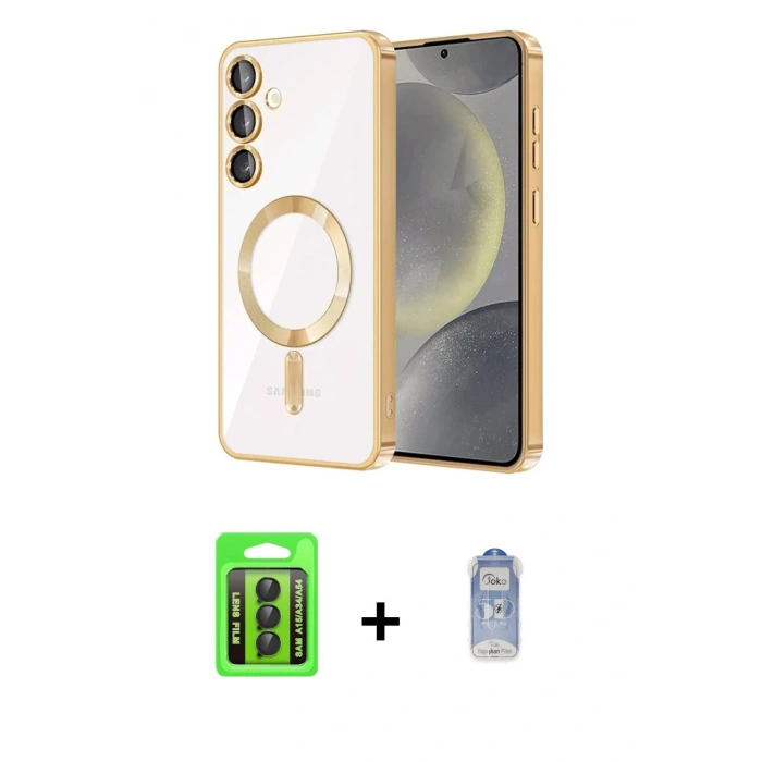 MARSİLYAN™- Galaxy A15 4G Kılıf Nova Işık Özel Seri - Siyah Joko Magic 5D Cam + Raze Metal Kamera Lens - SH