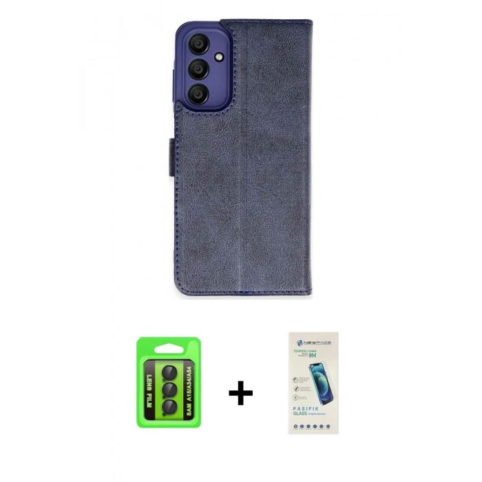 MARSİLYAN™- Galaxy A15 4G Kılıf Siluet Işık Serisi - Şeffaf Pasifik Cam Ekran Koruyucu + Raze Metal Kamera Lens - SH