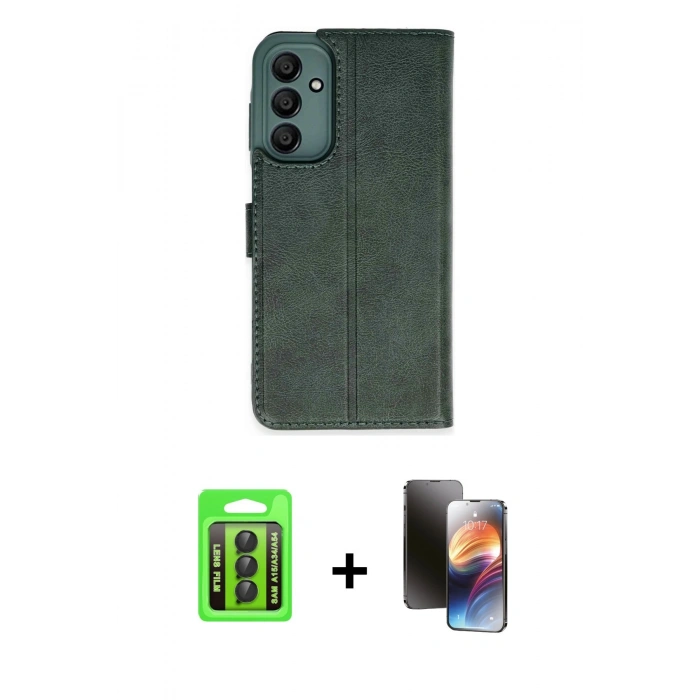 MARSİLYAN™- Galaxy A15 4G Kılıf Siluet Işık Serisi - Siyah 3D Antistatik Mat Seramik Nano Ekran Koruyucu + Raze Metal Kamera Lens - SH