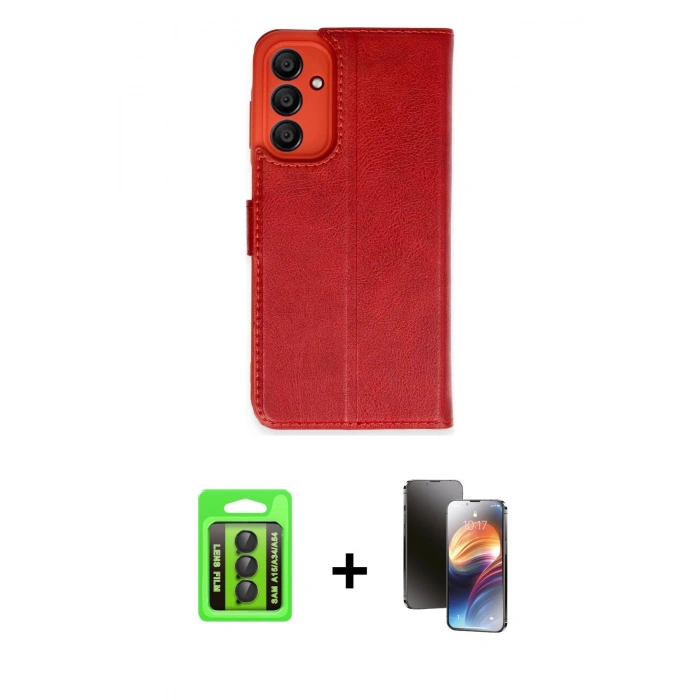 MARSİLYAN™- Galaxy A15 4G Kılıf Siluet Işık Serisi - Siyah 3D Antistatik Mat Seramik Nano Ekran Koruyucu + Raze Metal Kamera Lens - SH