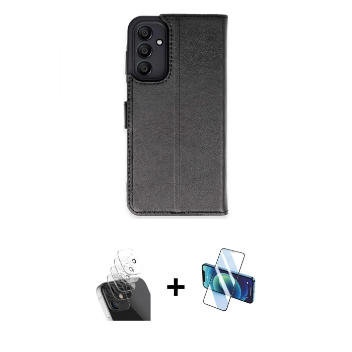 MARSİLYAN™- Galaxy A15 4G Kılıf Siluet Işık Serisi - Siyah 3D Antistatik Seramik Nano Ekran Koruyucu + Kamera Lens Koruma Cam - SF