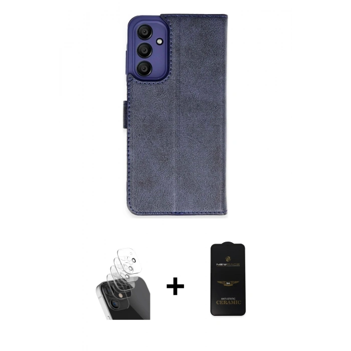 MARSİLYAN™- Galaxy A15 4G Kılıf Siluet Işık Serisi - Siyah 6D Antistatik Mat Seramik Hayalet Nano Ekran Koruyucu + Kamera Lens Koruma Cam - SF