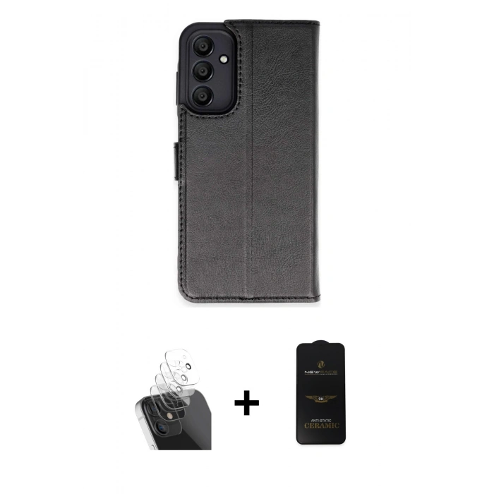 MARSİLYAN™- Galaxy A15 4G Kılıf Siluet Işık Serisi - Siyah 6D Antistatik Mat Seramik Hayalet Nano Ekran Koruyucu + Kamera Lens Koruma Cam - SF