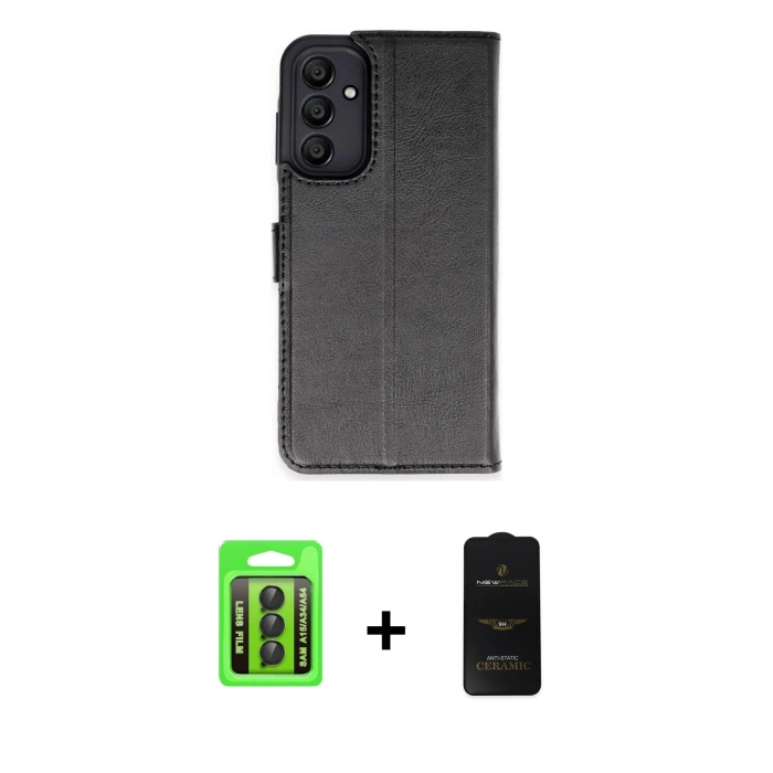 MARSİLYAN™- Galaxy A15 4G Kılıf Siluet Işık Serisi - Siyah 6D Antistatik Mat Seramik Hayalet Nano Ekran Koruyucu + Raze Metal Kamera Lens - SH