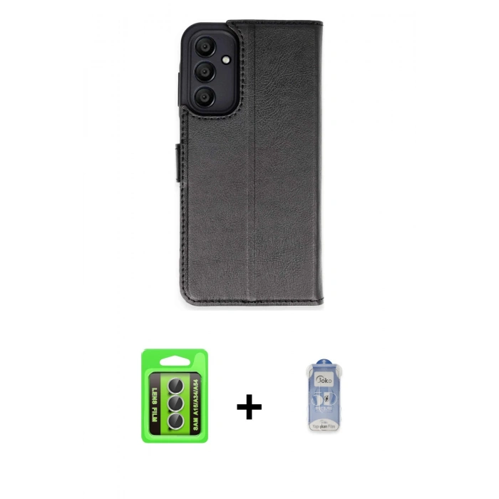 MARSİLYAN™- Galaxy A15 4G Kılıf Siluet Işık Serisi - Siyah Joko Magic 5D Cam + Raze Metal Kamera Lens - GS
