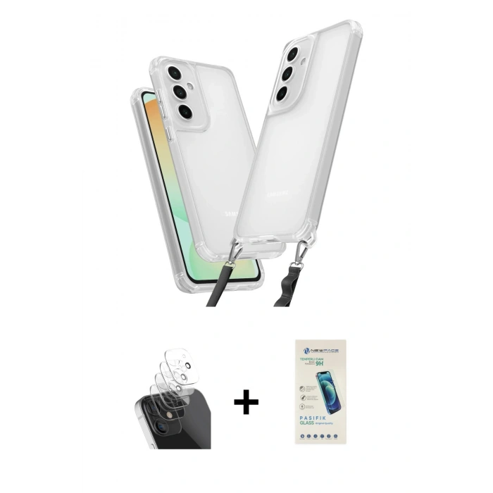 MARSİLYAN™- Galaxy A15 4G Kılıf Ufuk Klasik - Şeffaf Pasifik Cam Ekran Koruyucu + Kamera Lens Koruma Cam - SF