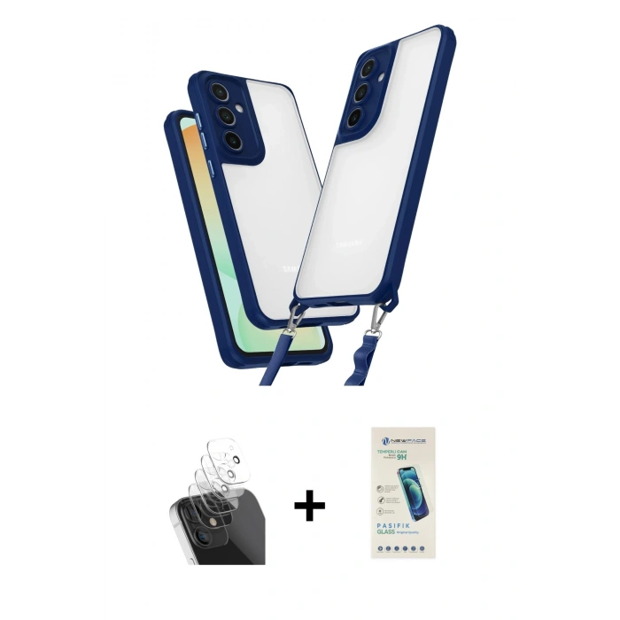 MARSİLYAN™- Galaxy A15 4G Kılıf Ufuk Klasik - Şeffaf Pasifik Cam Ekran Koruyucu + Kamera Lens Koruma Cam - SF