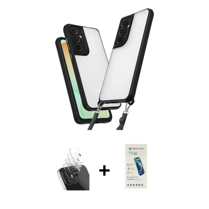 MARSİLYAN™- Galaxy A15 4G Kılıf Ufuk Klasik - Şeffaf Pasifik Cam Ekran Koruyucu + Kamera Lens Koruma Cam - SF