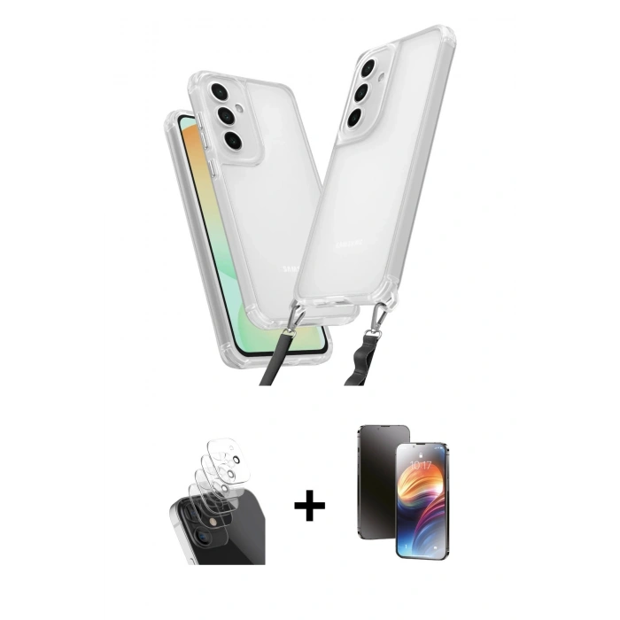 MARSİLYAN™- Galaxy A15 4G Kılıf Ufuk Klasik - Siyah 3D Antistatik Mat Seramik Nano Ekran Koruyucu + Kamera Lens Koruma Cam - SF