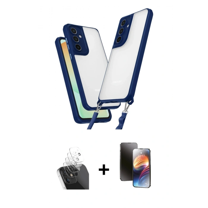 MARSİLYAN™- Galaxy A15 4G Kılıf Ufuk Klasik - Siyah 3D Antistatik Mat Seramik Nano Ekran Koruyucu + Kamera Lens Koruma Cam - SF