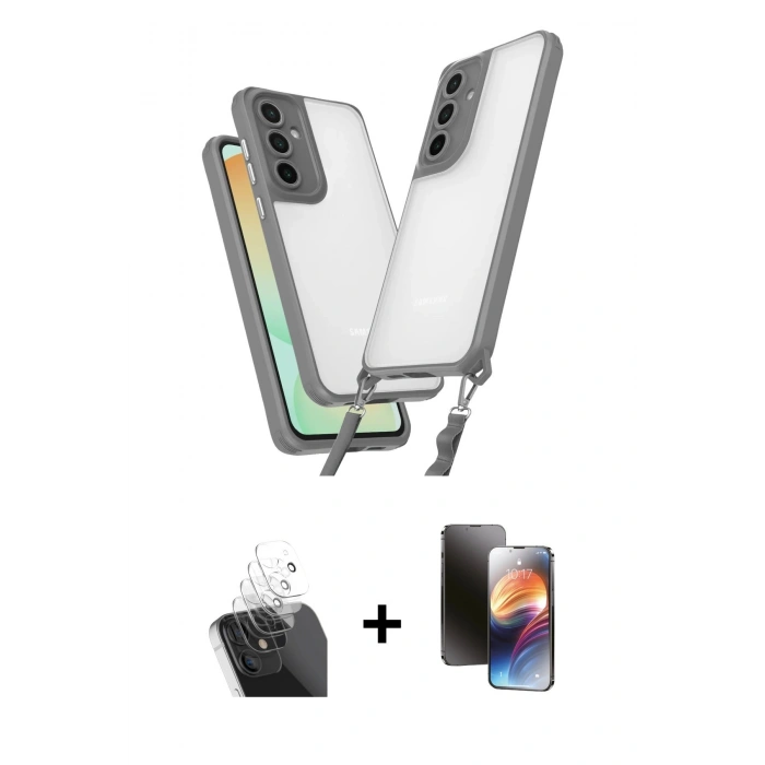 MARSİLYAN™- Galaxy A15 4G Kılıf Ufuk Klasik - Siyah 3D Antistatik Mat Seramik Nano Ekran Koruyucu + Kamera Lens Koruma Cam - SF
