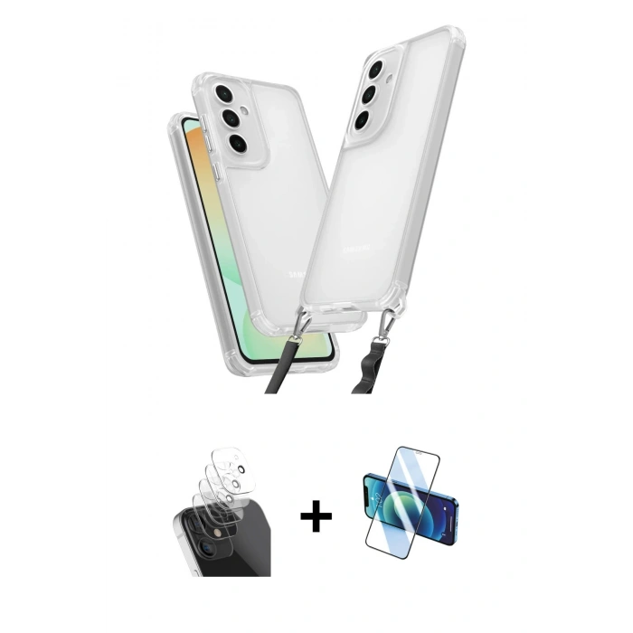 MARSİLYAN™- Galaxy A15 4G Kılıf Ufuk Klasik - Siyah 3D Antistatik Seramik Nano Ekran Koruyucu + Kamera Lens Koruma Cam - SF
