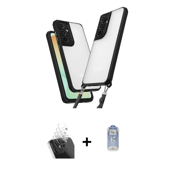 MARSİLYAN™- Galaxy A15 4G Kılıf Ufuk Klasik - Siyah Joko Magic 5D Cam + Kamera Lens Koruma Cam - SF