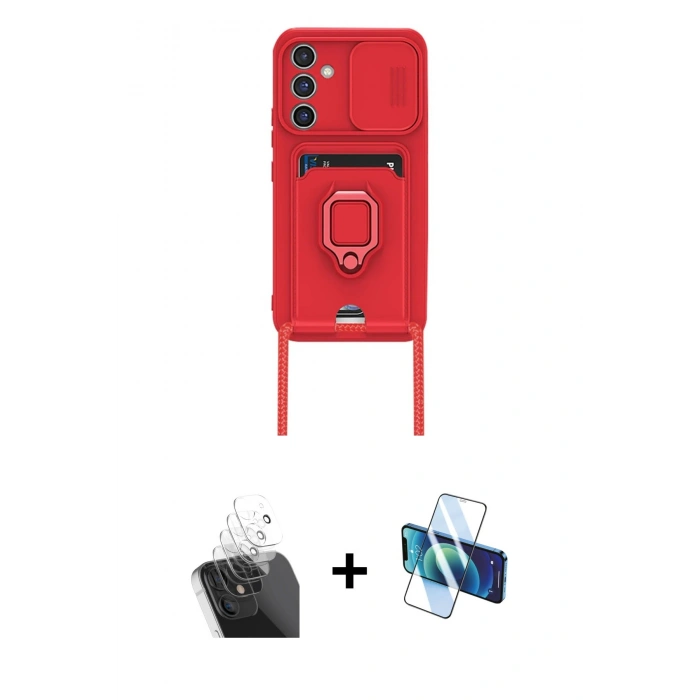MARSİLYAN™- Galaxy A15 4G Kılıf Vadi Form Prime - Siyah 3D Antistatik Cam Ekran Koruyucu + Kamera Lens Koruma Cam - SF