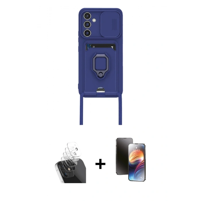 MARSİLYAN™- Galaxy A15 4G Kılıf Vadi Form Prime - Siyah 3D Antistatik Mat Seramik Nano Ekran Koruyucu + Kamera Lens Koruma Cam - SF