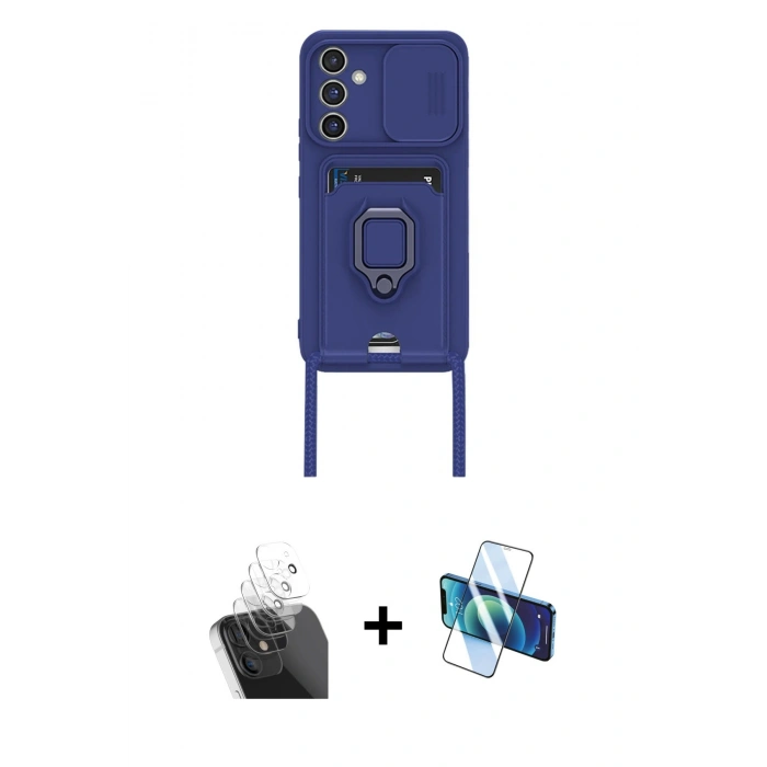 MARSİLYAN™- Galaxy A15 4G Kılıf Vadi Form Prime - Siyah 3D Antistatik Seramik Nano Ekran Koruyucu + Kamera Lens Koruma Cam - SF