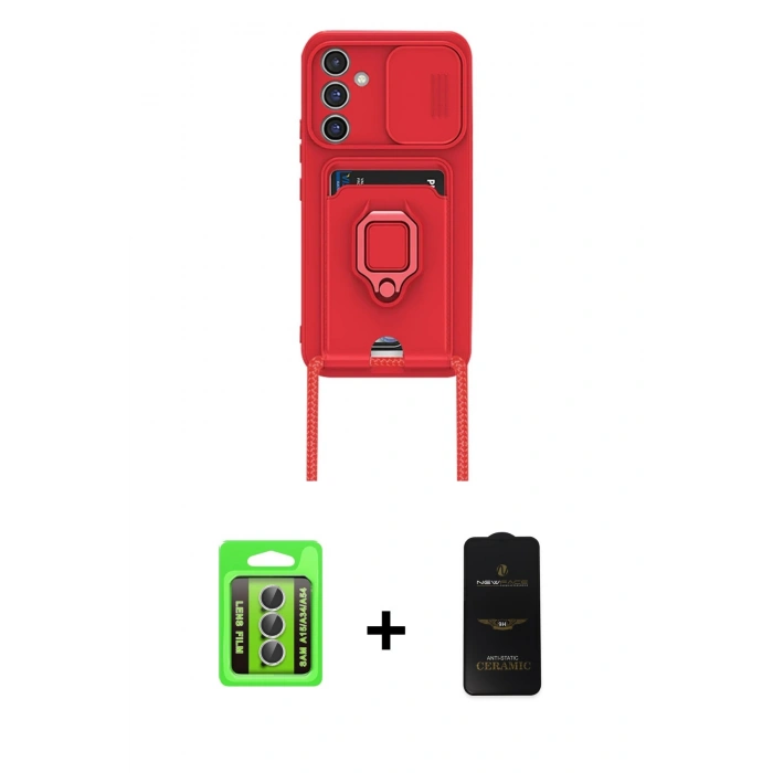 MARSİLYAN™- Galaxy A15 4G Kılıf Vadi Form Prime - Siyah 6D Antistatik Mat Seramik Hayalet Nano Ekran Koruyucu + Raze Metal Kamera Lens - GS