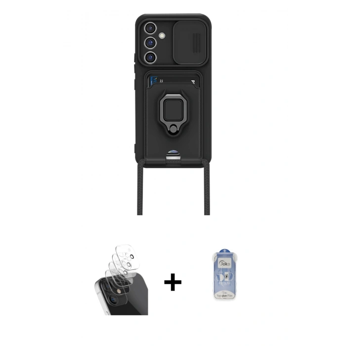 MARSİLYAN™- Galaxy A15 4G Kılıf Vadi Form Prime - Siyah Joko Magic 5D Cam + Kamera Lens Koruma Cam - SF