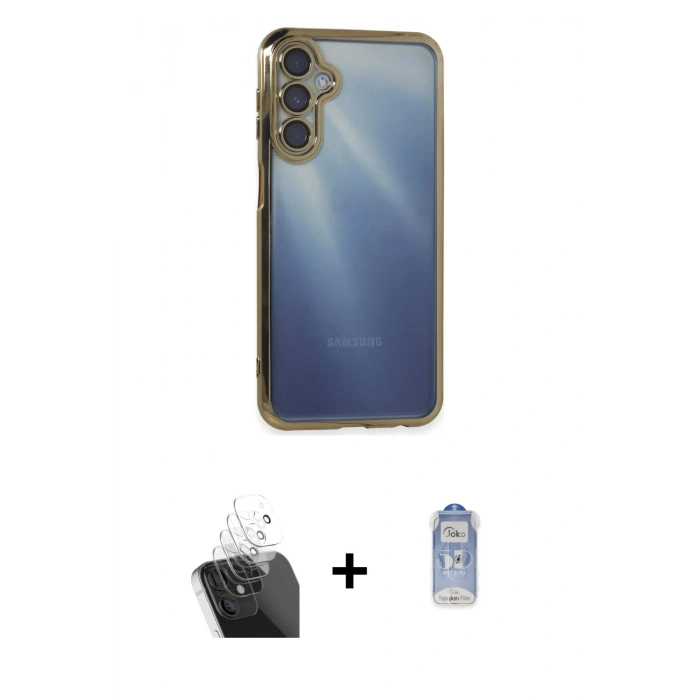 MARSİLYAN™- Galaxy A15 4G Kılıf Vadi Minimal - Siyah Joko Magic 5D Cam + Kamera Lens Koruma Cam - SF