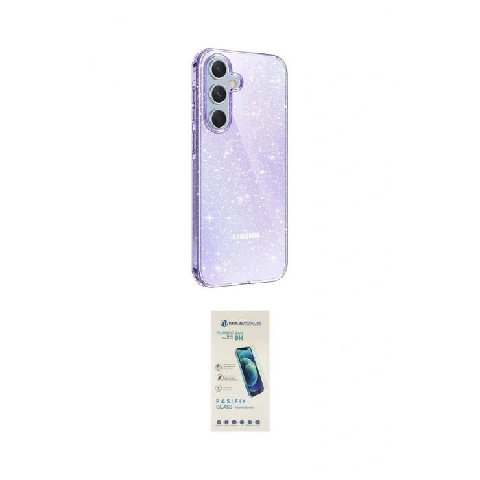 MARSİLYAN™- Galaxy A15 4G Kılıf Yankı Doku Prime - Şeffaf Pasifik Cam Ekran Koruyucu