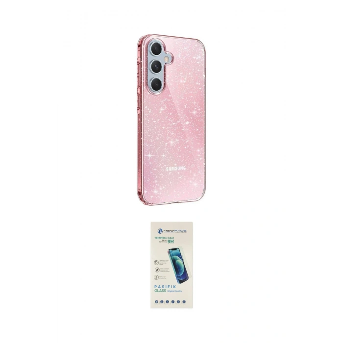 MARSİLYAN™- Galaxy A15 4G Kılıf Yankı Doku Prime - Şeffaf Pasifik Cam Ekran Koruyucu