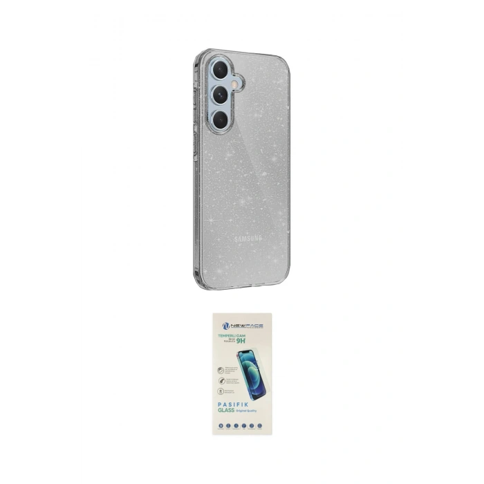 MARSİLYAN™- Galaxy A15 4G Kılıf Yankı Doku Prime - Şeffaf Pasifik Cam Ekran Koruyucu