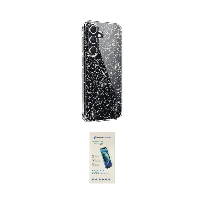 MARSİLYAN™- Galaxy A15 4G Kılıf Yankı Doku Prime - Şeffaf Pasifik Cam Ekran Koruyucu