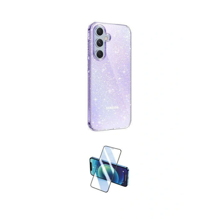 MARSİLYAN™- Galaxy A15 4G Kılıf Yankı Doku Prime - Siyah 3D Antistatik Cam Ekran Koruyucu