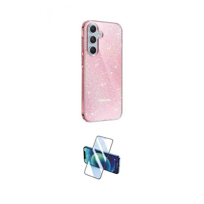 MARSİLYAN™- Galaxy A15 4G Kılıf Yankı Doku Prime - Siyah 3D Antistatik Cam Ekran Koruyucu