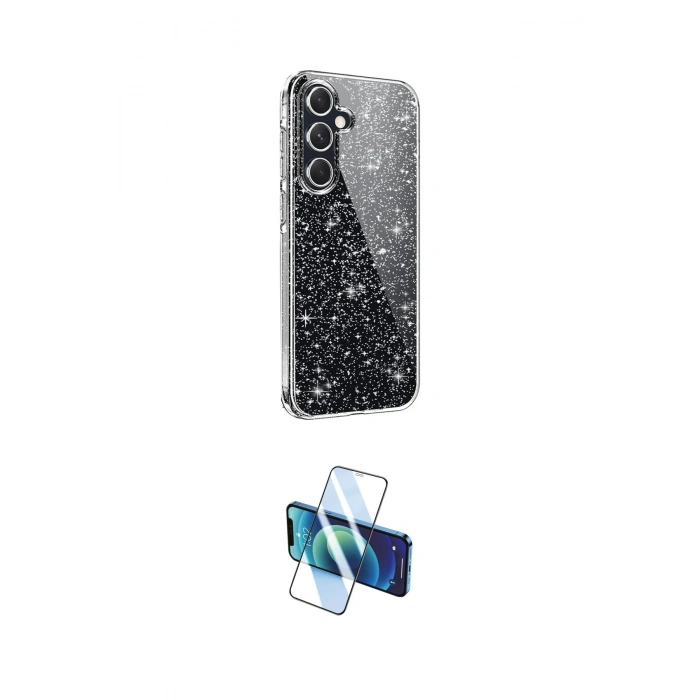 MARSİLYAN™- Galaxy A15 4G Kılıf Yankı Doku Prime - Siyah 3D Antistatik Cam Ekran Koruyucu