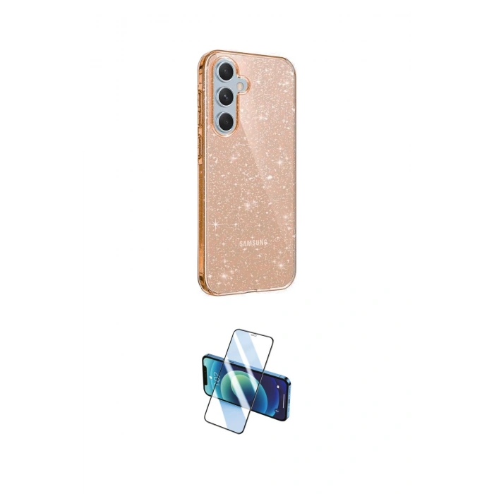 MARSİLYAN™- Galaxy A15 4G Kılıf Yankı Doku Prime - Siyah 3D Antistatik Cam Ekran Koruyucu