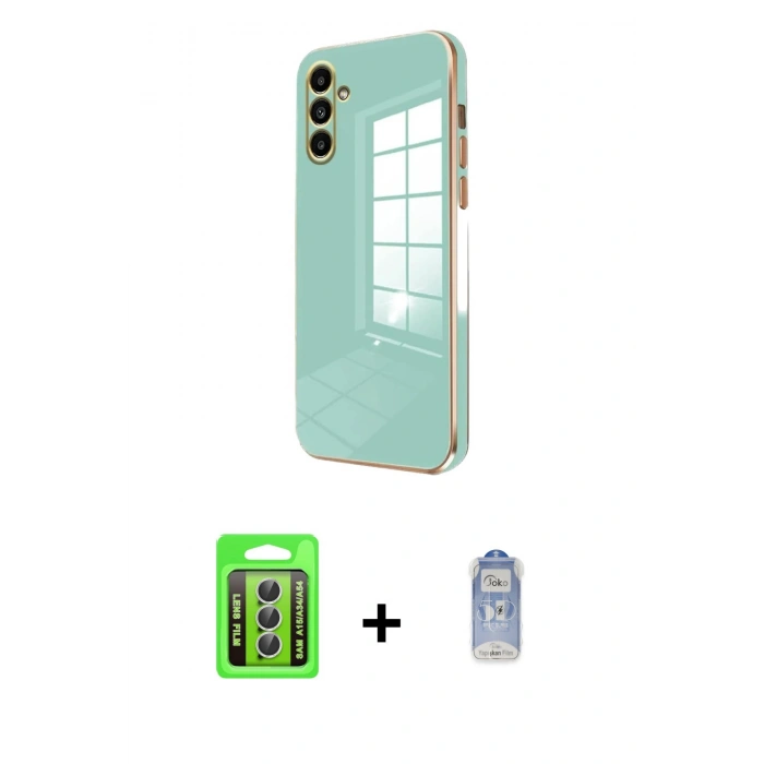 MARSİLYAN™- Galaxy A15 4G Kılıf Yankı Serisi - Siyah Joko Magic 5D Cam + Raze Metal Kamera Lens - GS