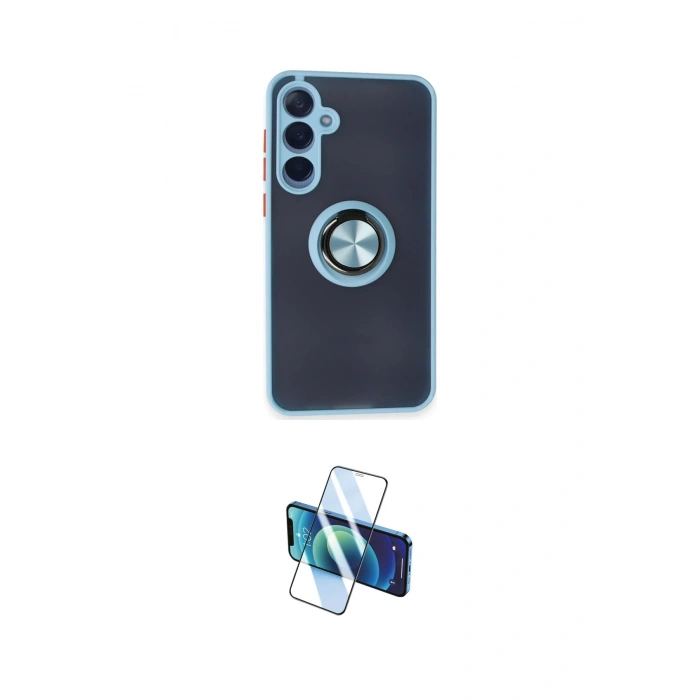 MARSİLYAN™- Galaxy A15 4G Kılıf Yörünge Çizgi - Siyah 3D Antistatik Cam Ekran Koruyucu