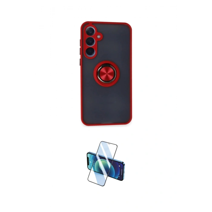 MARSİLYAN™- Galaxy A15 4G Kılıf Yörünge Çizgi - Siyah 3D Antistatik Cam Ekran Koruyucu