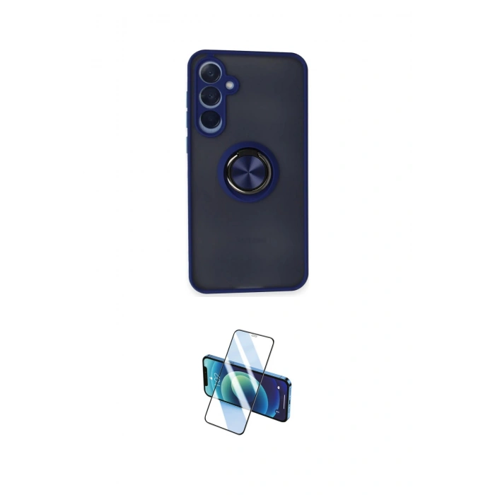 MARSİLYAN™- Galaxy A15 4G Kılıf Yörünge Çizgi - Siyah 3D Antistatik Cam Ekran Koruyucu